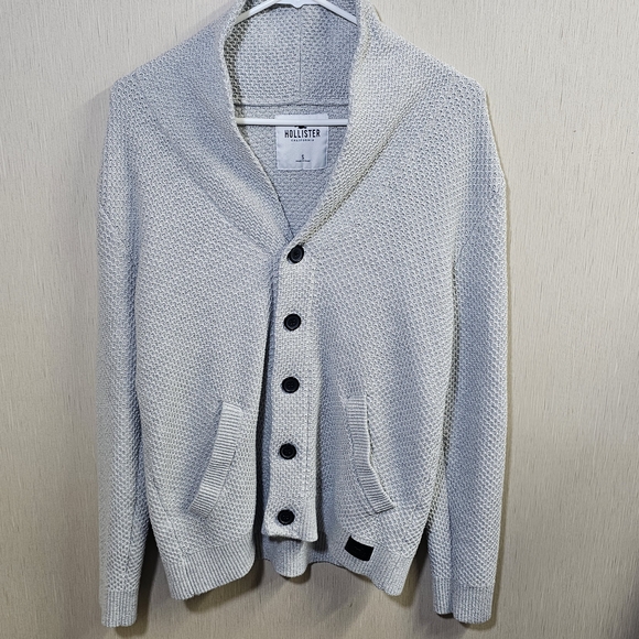 Hollister Shawl Collar Knit Button Cardigan Sweater Small Gray Y2K Preppy - Picture 6 of 15